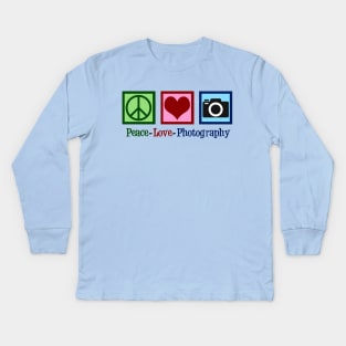 Peace Love Photography Kids Long Sleeve T-Shirt